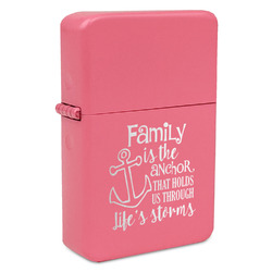Family Quotes and Sayings Windproof Lighter - Pink - Single Sided