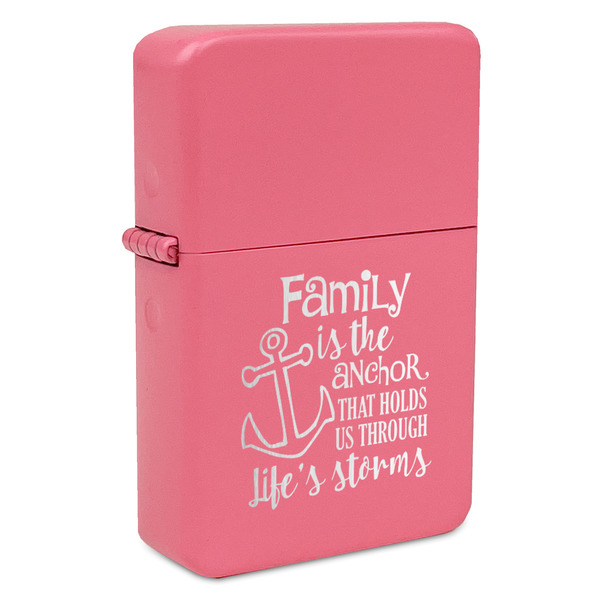 Custom Family Quotes and Sayings Windproof Lighter - Pink - Single Sided