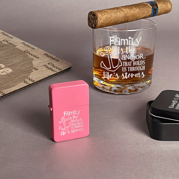 Family Quotes and Sayings Windproof Lighters - Pink - In Context