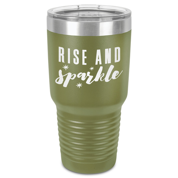 Custom Glitter / Sparkle Quotes and Sayings 30 oz Stainless Steel Tumbler - Olive - Single-Sided