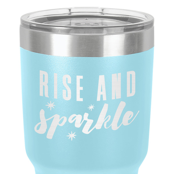 Glitter / Sparkle Quotes and Sayings 30 oz Stainless Steel Ringneck Tumbler - Teal - Close Up