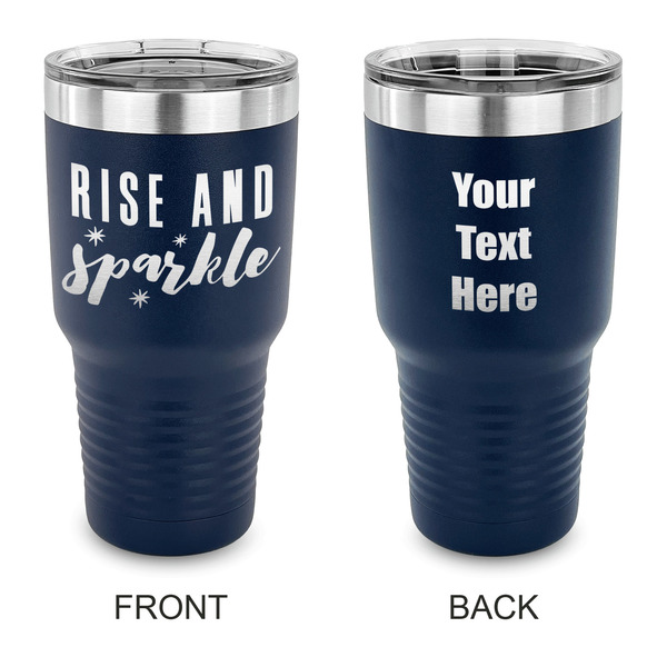 Custom Glitter / Sparkle Quotes and Sayings 30 oz Stainless Steel Tumbler - Navy - Double Sided