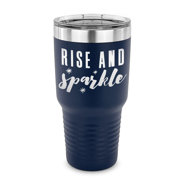 Custom Glitter / Sparkle Quotes and Sayings 30 oz Stainless Steel Tumbler - Navy - Single Sided
