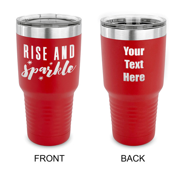 Custom Glitter / Sparkle Quotes and Sayings 30 oz Stainless Steel Tumbler - Red - Double Sided