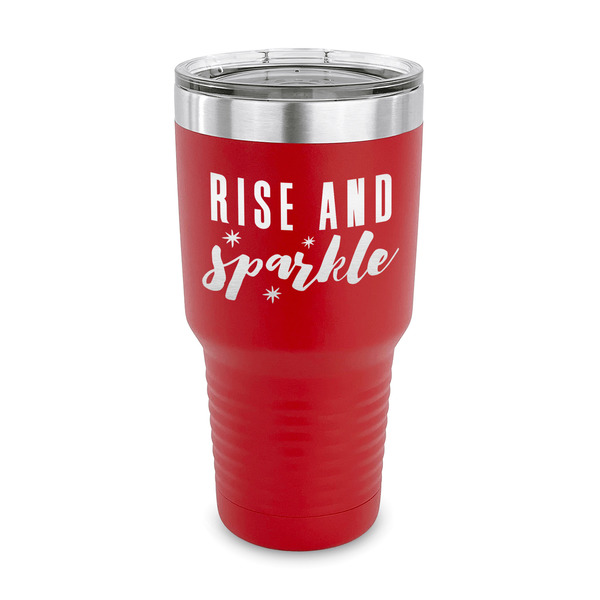 Custom Glitter / Sparkle Quotes and Sayings 30 oz Stainless Steel Tumbler - Red - Single Sided