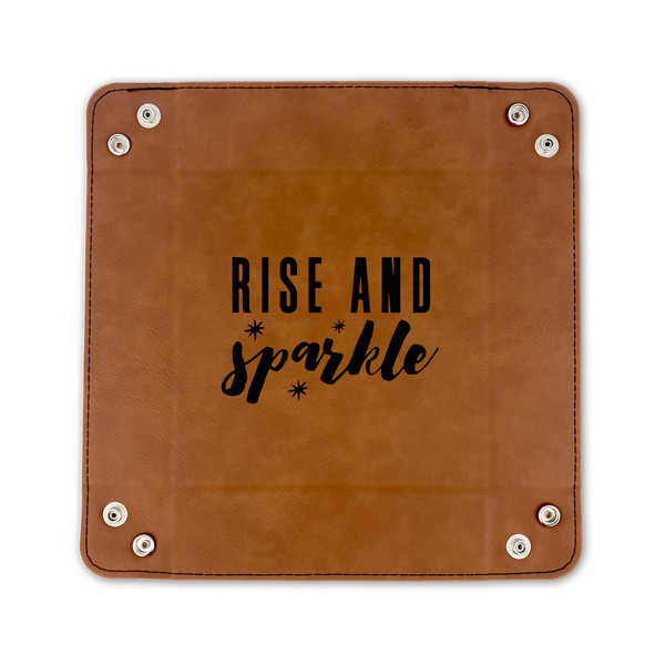 Glitter / Sparkle Quotes and Sayings 6" x 6" Leatherette Snap Up Tray - FLAT FRONT