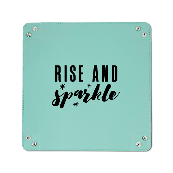 Glitter / Sparkle Quotes and Sayings 6" x 6" Teal Leatherette Snap Up Tray - APPROVAL