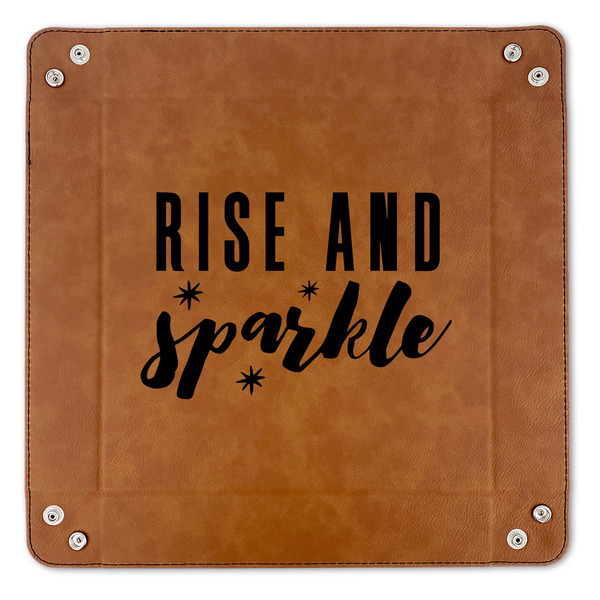 Glitter / Sparkle Quotes and Sayings 9" x 9" Leatherette Snap Up Tray - APPROVAL (FLAT)