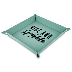 Glitter / Sparkle Quotes and Sayings 9" x 9" Teal Faux Leather Valet Tray