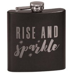 Glitter / Sparkle Quotes and Sayings Black Flask Set
