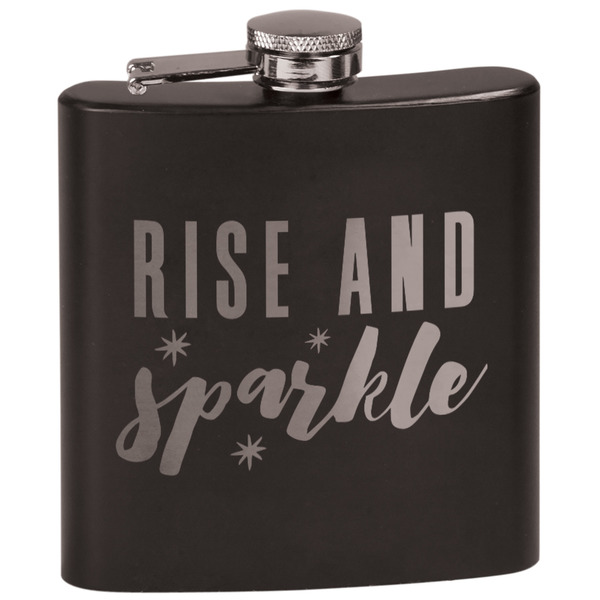 Custom Glitter / Sparkle Quotes and Sayings Black Flask Set