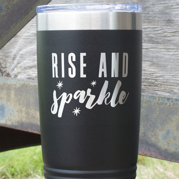 Glitter / Sparkle Quotes and Sayings Black Polar Camel Tumbler - 20oz - Close Up