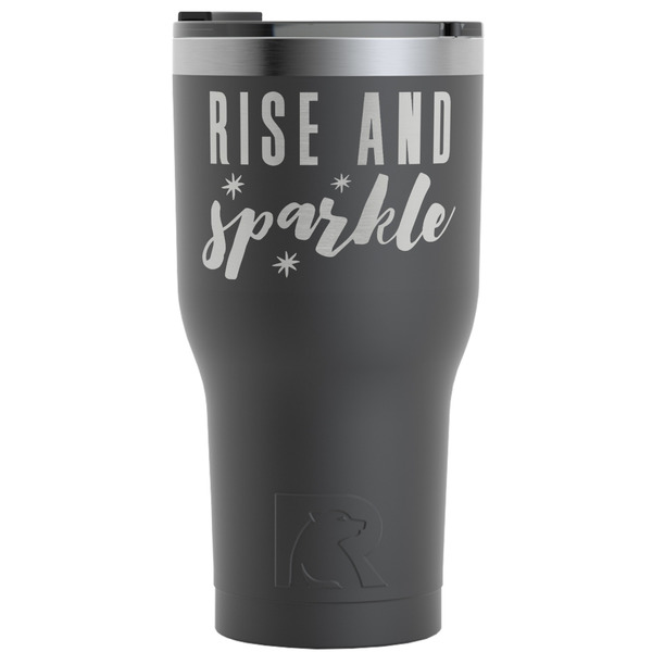 Custom Glitter / Sparkle Quotes and Sayings RTIC Tumbler - Black - Engraved Front