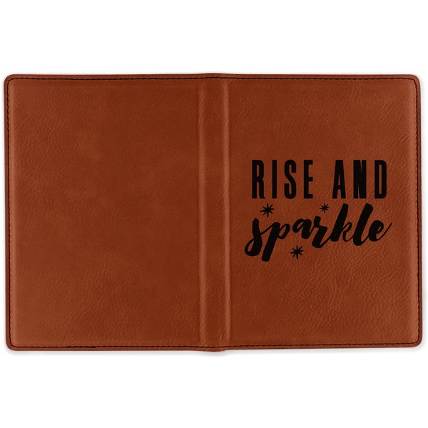 Glitter / Sparkle Quotes and Sayings Cognac Leather Passport Holder Outside Single Sided - Apvl
