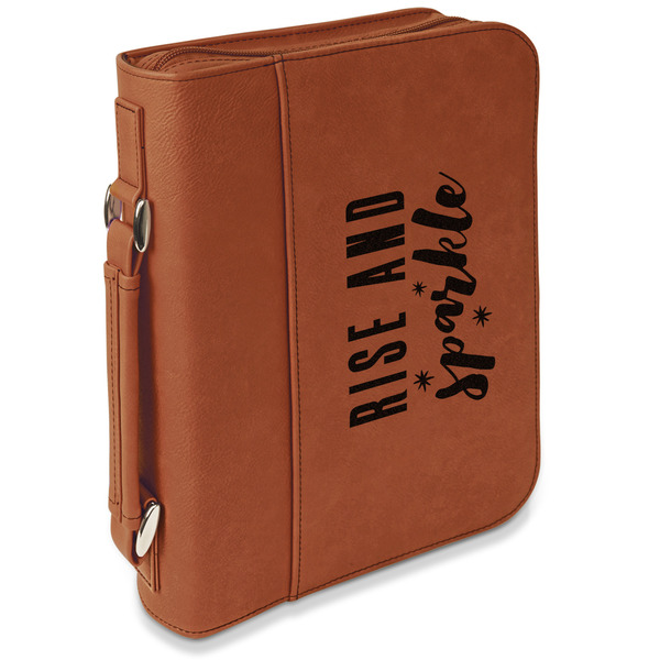 Custom Glitter / Sparkle Quotes and Sayings Leatherette Bible Cover with Handle & Zipper - Large- Single Sided