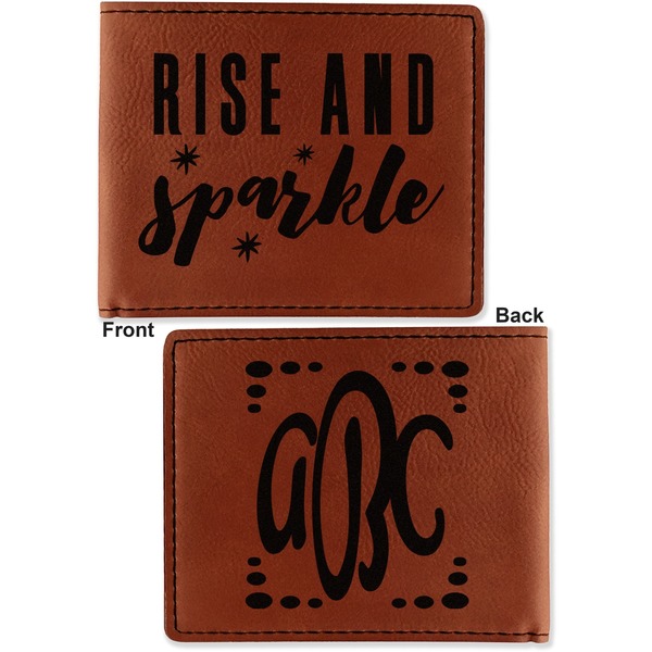 Glitter / Sparkle Quotes and Sayings Cognac Leatherette Bifold Wallets - Front and Back