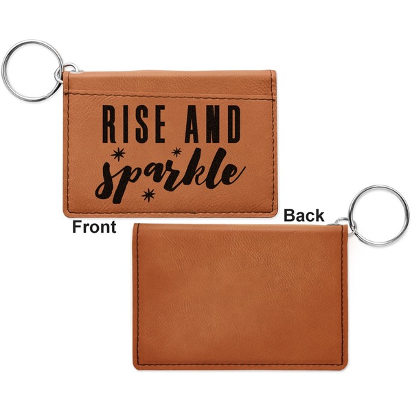 Glitter / Sparkle Quotes and Sayings Cognac Leatherette Keychain ID Holders - Front Apvl