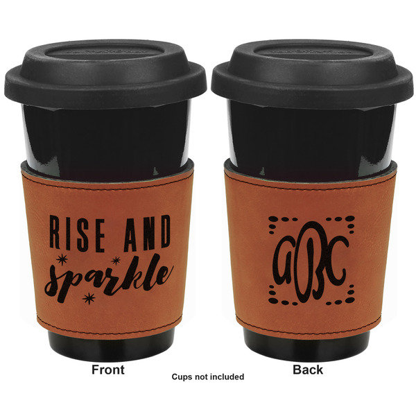 Glitter / Sparkle Quotes and Sayings Cognac Leatherette Mug Sleeve - Double Sided Apvl