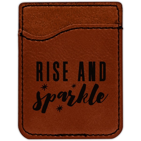 Glitter / Sparkle Quotes and Sayings Cognac Leatherette Phone Wallet close up