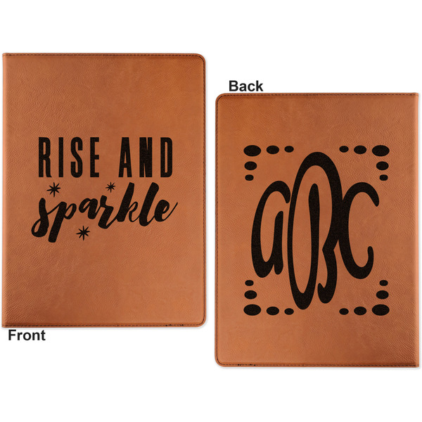 Glitter / Sparkle Quotes and Sayings Cognac Leatherette Portfolios with Notepad - Large - Double Sided - Apvl