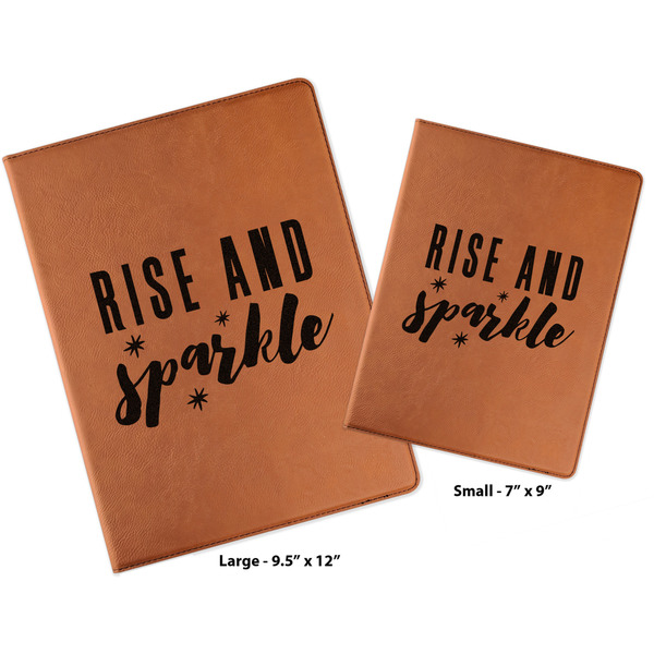 Glitter / Sparkle Quotes and Sayings Cognac Leatherette Portfolios with Notepads - Compare Sizes