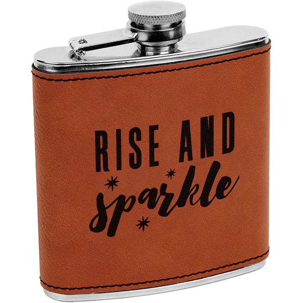 Custom Glitter / Sparkle Quotes and Sayings Leatherette Wrapped Stainless Steel Flask