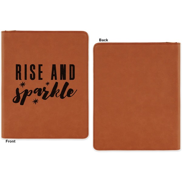 Glitter / Sparkle Quotes and Sayings Cognac Leatherette Zipper Portfolios with Notepad - Single Sided - Apvl