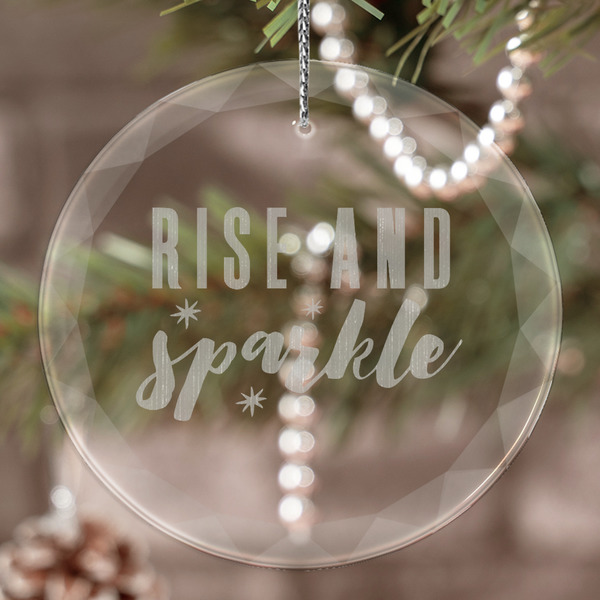 Custom Glitter / Sparkle Quotes and Sayings Engraved Glass Ornament