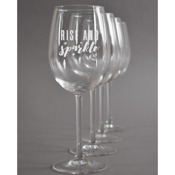Custom Glitter / Sparkle Quotes and Sayings Wine Glasses (Set of 4)