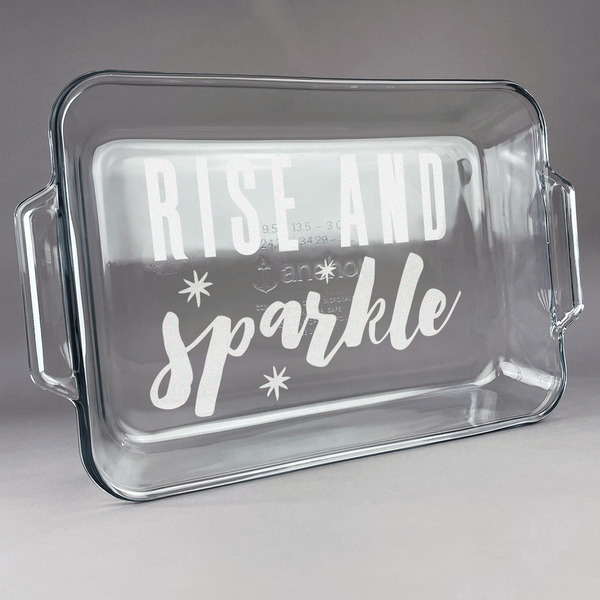 Custom Glitter / Sparkle Quotes and Sayings Glass Baking Dish with Truefit Lid - 13in x 9in