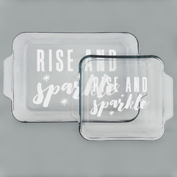 Glitter / Sparkle Quotes and Sayings Set of Glass Baking & Cake Dish - 13in x 9in & 8in x 8in