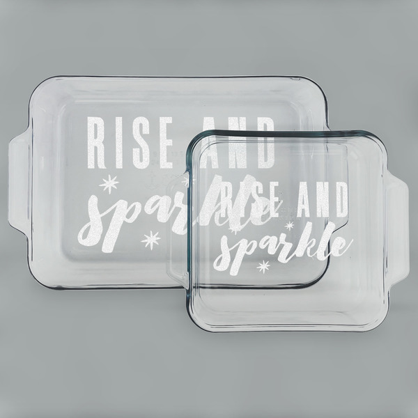 Custom Glitter / Sparkle Quotes and Sayings Set of Glass Baking & Cake Dish - 13in x 9in & 8in x 8in