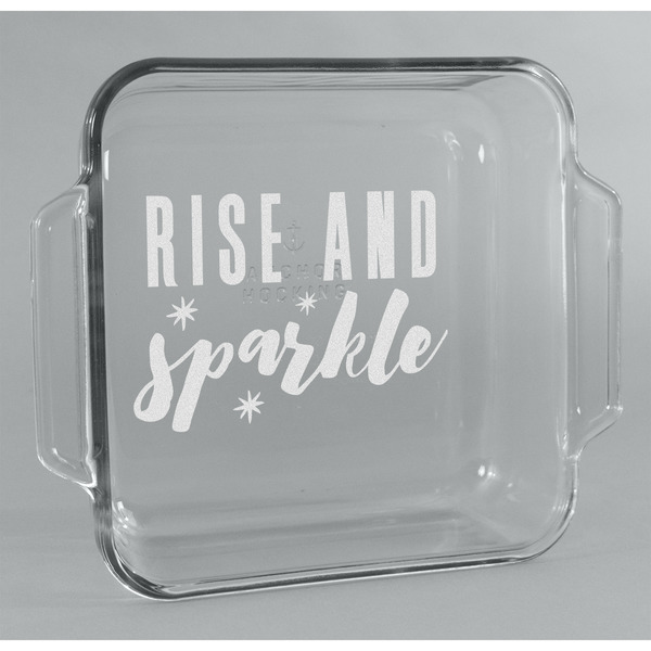 Custom Glitter / Sparkle Quotes and Sayings Glass Cake Dish - 8in x 8in