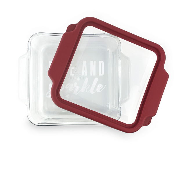 Glitter / Sparkle Quotes and Sayings Glass Cake Dish - FRONT w/lid  (8x8)