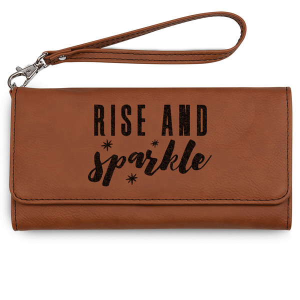 Custom Glitter / Sparkle Quotes and Sayings Ladies Leatherette Wallet - Laser Engraved - Rawhide