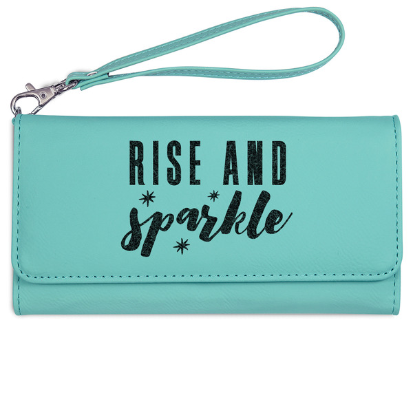 Glitter / Sparkle Quotes and Sayings Ladies Wallet - Leather - Teal - Front View