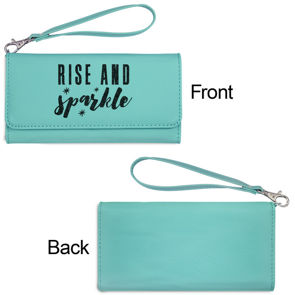 Glitter / Sparkle Quotes and Sayings Ladies Wallets - Faux Leather - Teal - Front & Back View