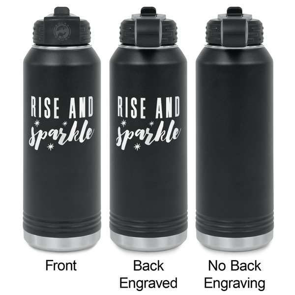 Glitter / Sparkle Quotes and Sayings Laser Engraved Water Bottles - 2 Styles - Front & Back View