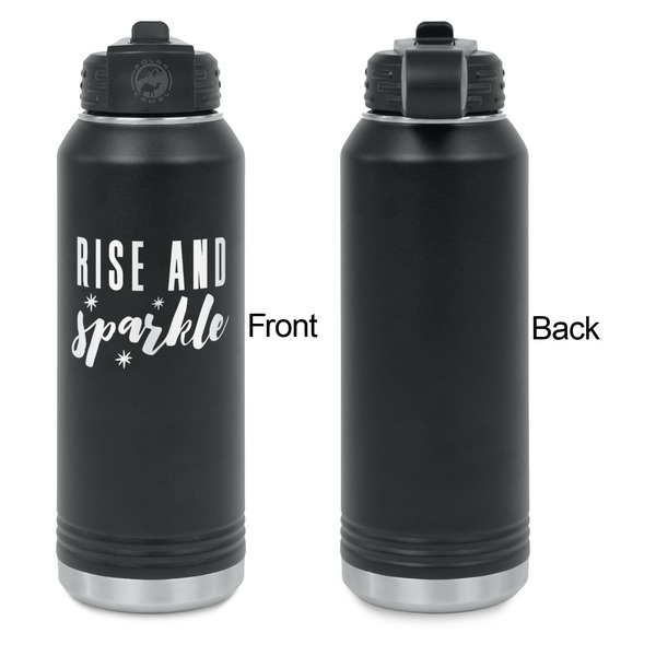 Glitter / Sparkle Quotes and Sayings Laser Engraved Water Bottles - Front Engraving - Front & Back View