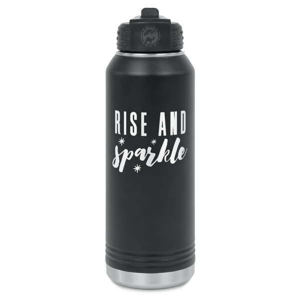 Custom Glitter / Sparkle Quotes and Sayings Water Bottle - Laser Engraved - Front