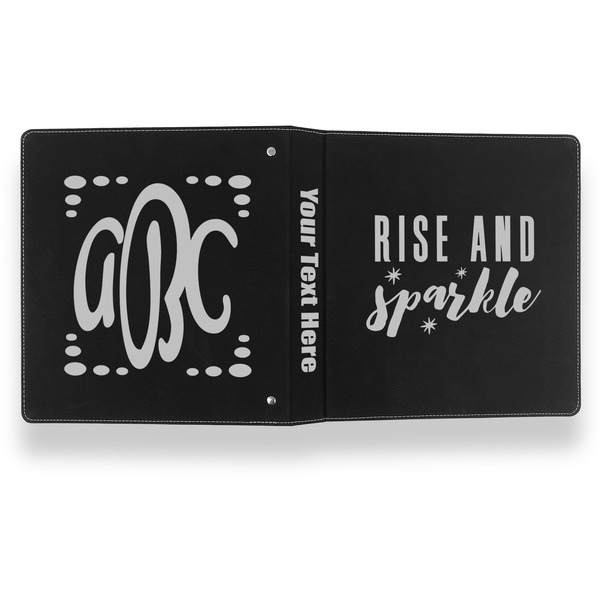 Glitter / Sparkle Quotes and Sayings Leather Binder - 1" - Black- Back Spine Front View