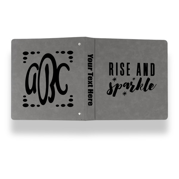 Glitter / Sparkle Quotes and Sayings Leather Binder - 1" - Grey - Back Spine Front View