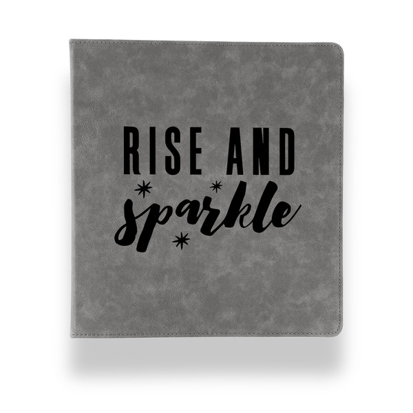 Custom Glitter / Sparkle Quotes and Sayings Leather Binder - 1" - Grey