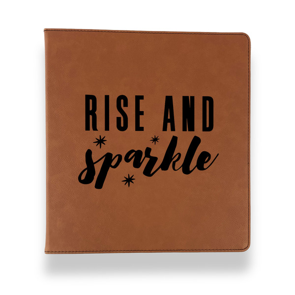 Custom Glitter / Sparkle Quotes and Sayings Leather Binder - 1" - Rawhide