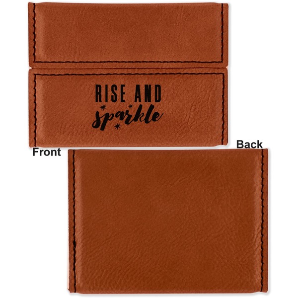 Glitter / Sparkle Quotes and Sayings Leather Business Card Holder Front Back Single Sided - Apvl
