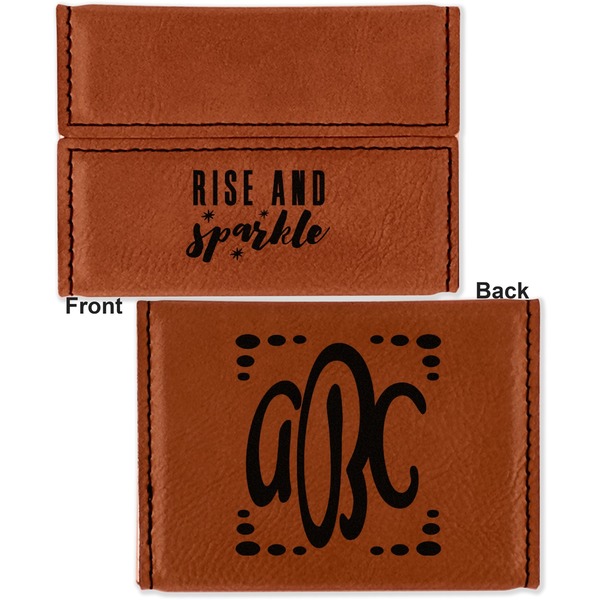 Glitter / Sparkle Quotes and Sayings Leather Business Card Holder - Front Back