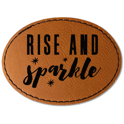 Glitter / Sparkle Quotes and Sayings Faux Leather Iron On Patch - Oval