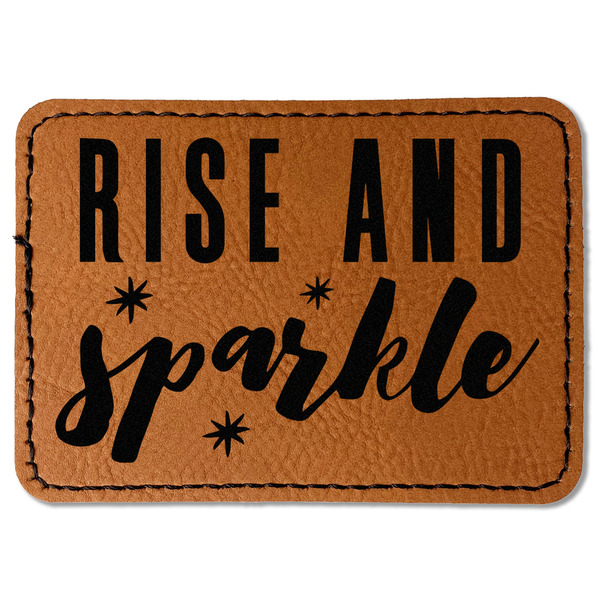 Custom Glitter / Sparkle Quotes and Sayings Faux Leather Iron On Patch - Rectangle