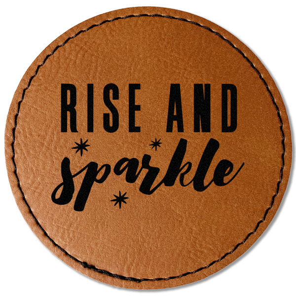 Custom Glitter / Sparkle Quotes and Sayings Faux Leather Iron On Patch - Round
