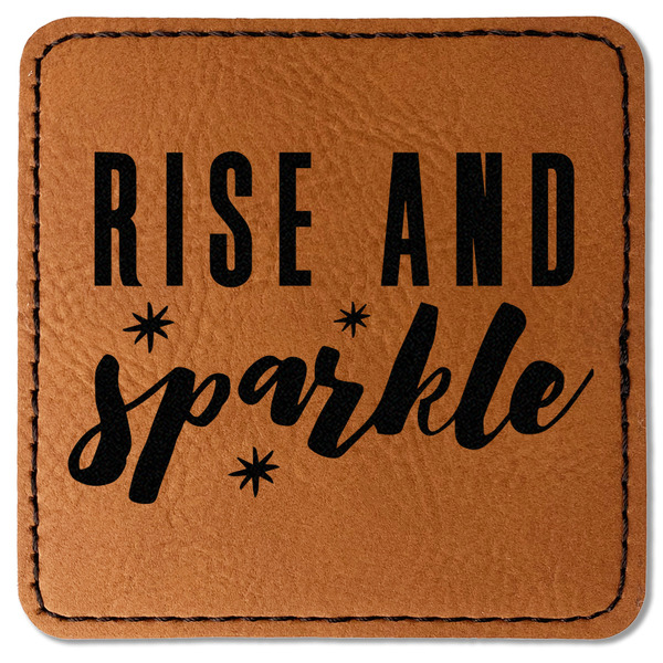 Custom Glitter / Sparkle Quotes and Sayings Faux Leather Iron On Patch - Square